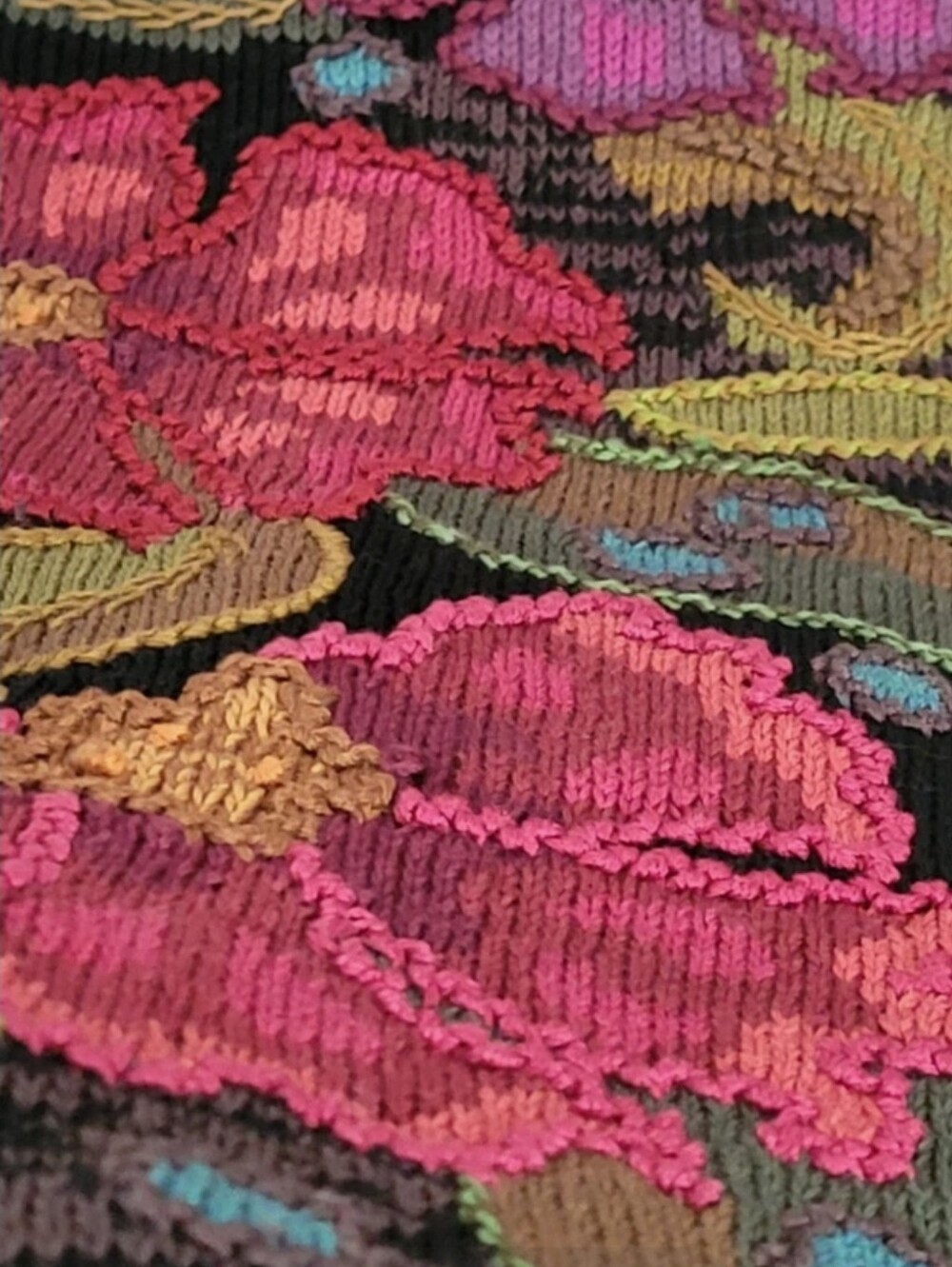 Peruvian Connection art knit handmade pima cotton cardigan XL floral Peru - Picture 13 of 16